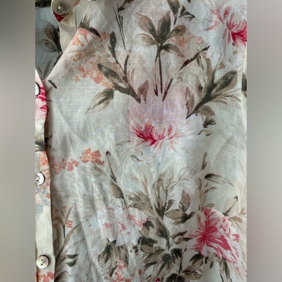 J.Jill Petite Cotton Silk Floral Button Front Blouse Size L Petite - Picture 3 of 6